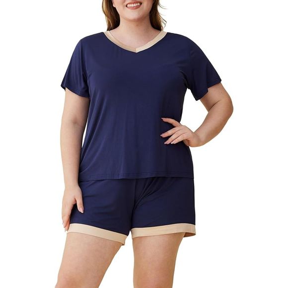 Latuza Women's Plus Size Pajamas Set Soft Shorts Viscose Sleepwear SZ XXL:NWOT - Picture 1 of 8